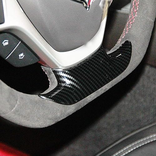 Miniatura 4 de Cubierta de volante con aspecto de fibra de carbono, accesorios para Chevrolet Corvette C7 2014 2015 2016 2017 2018 (pequeño)