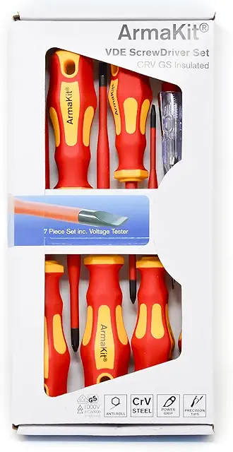 VDE Insulated Screwdriver Set - 7 Piece Electrical Tool Kit Certified to 1000V