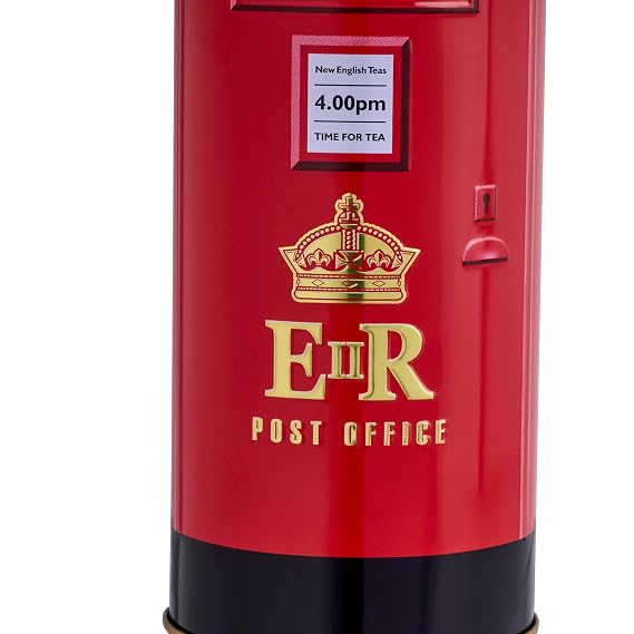 New English Teas Post Box British Tea Tin with 14 Black Tea Bags