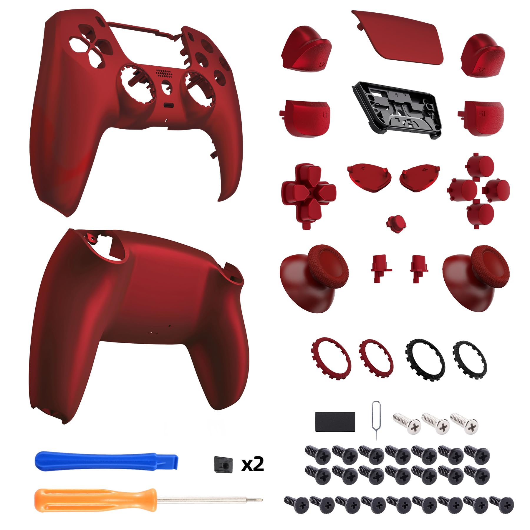 eXtremeRate LUNA Cover Przycisków Obudowa Touchpad Kompatybilny z Kontrolerem ps5 BDM-030/040,Przeprojektowana Wymiana Shell Osłona Case dla Kontrolerem ps5 BDM-030/040-Szkarłatny Czerwony