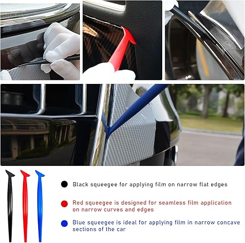 Miniatura 3 de Kit de herramientas de envoltura de vinilo para automóvil, herramienta de película flexible 5 en 1, incluye 4 micro rasquetas de diferente dureza y