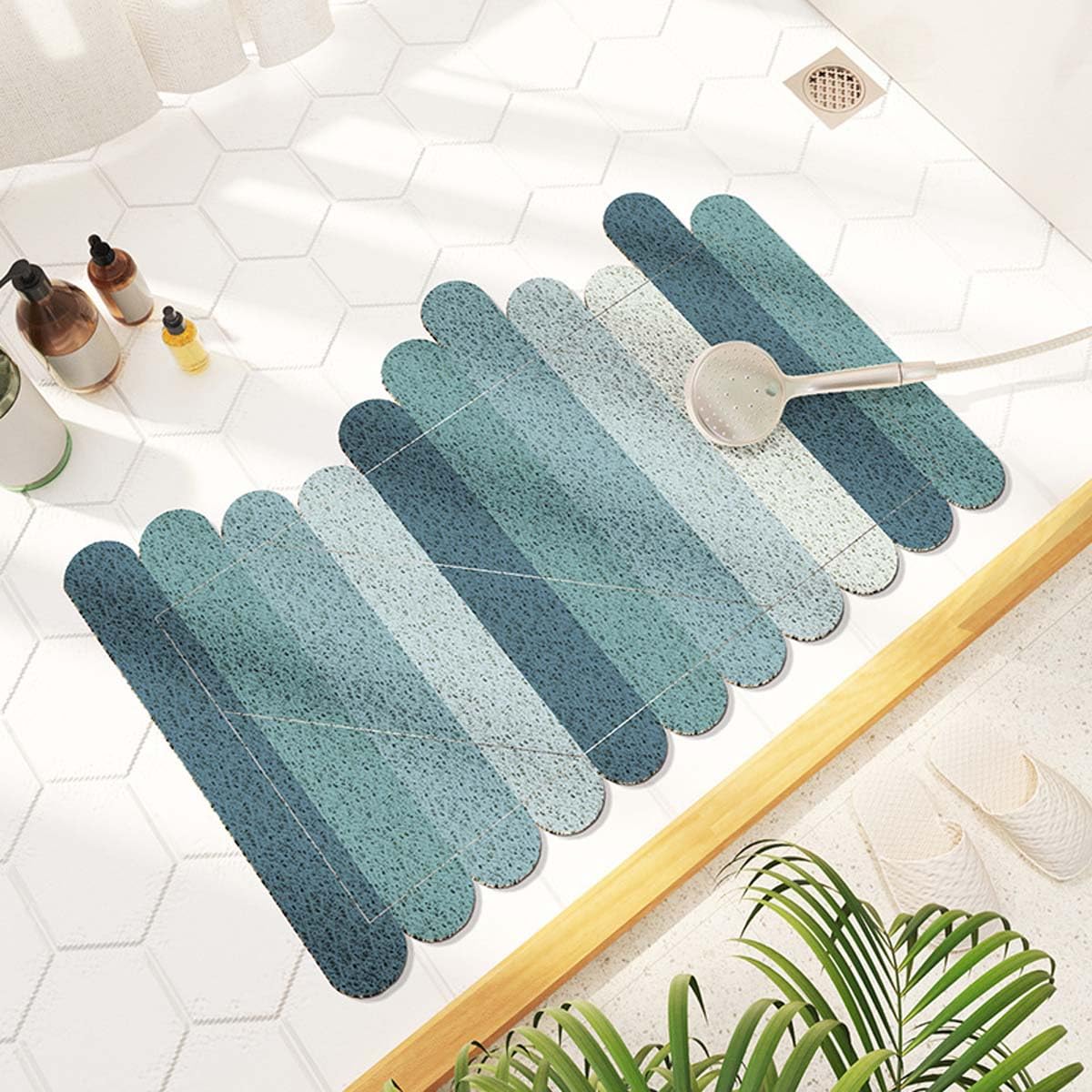 Palvjie E Bathroom Loofah Shower Mat For Insid Shower, Anti Mould Pvc Bath Mat Soft Non Slip Bathtub Mat With Drain, Quick Drying Bathroom Wet Shower Areas Mat