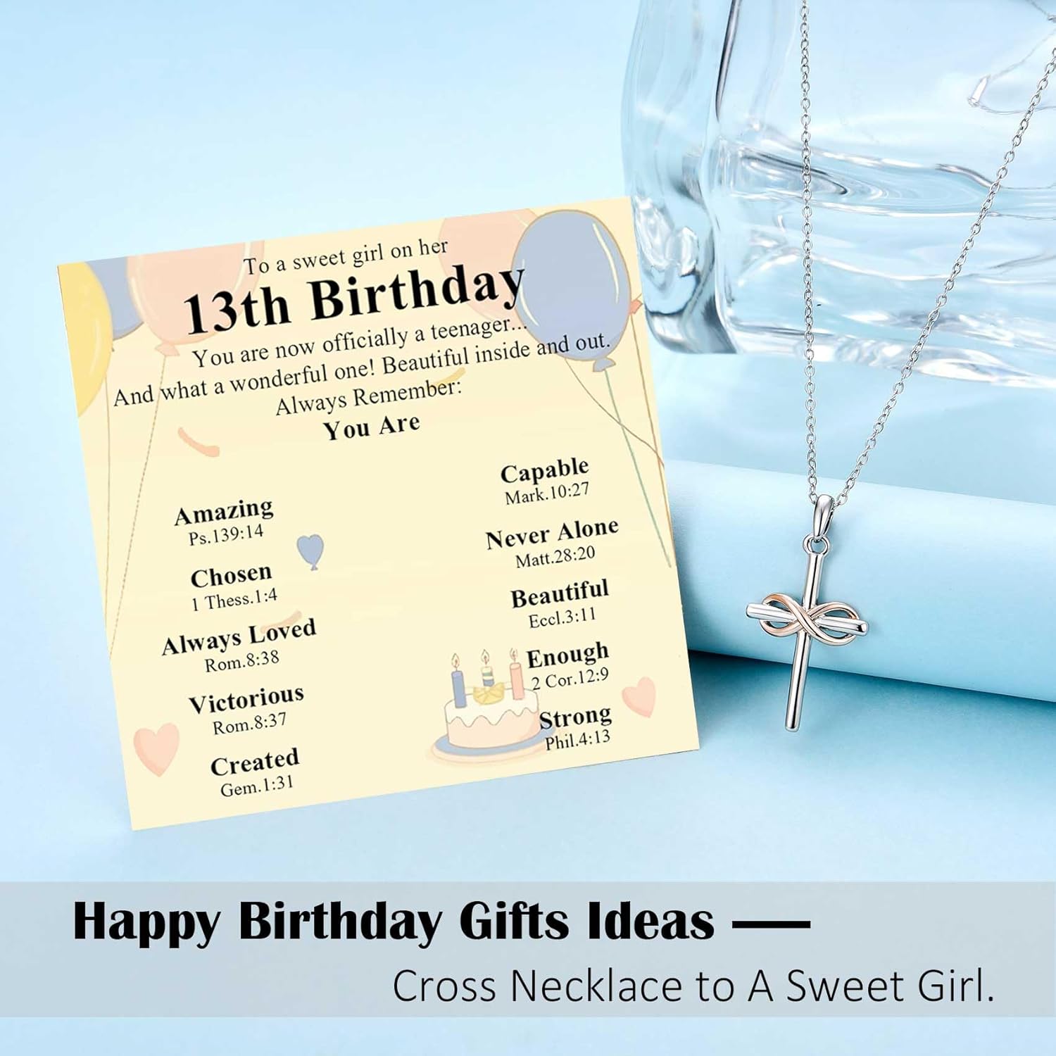 7th 8th 9th 10th 11th 12th 13th Birthday Necklace Gifts for Girls, Religious Christian Cross Necklace Jewelry Gift Ideas, Happy Birthday Present for Girls Daughter Granddaughter Sister Niece - Image 3