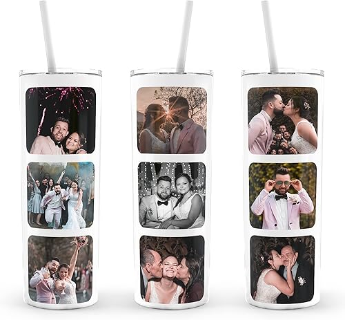 Miniatura 9 de Vaso delgado personalizado (20 onzas), añade tu foto, nombre o texto, vasos personalizados de acero inoxidable con tapa a prueba de fugas