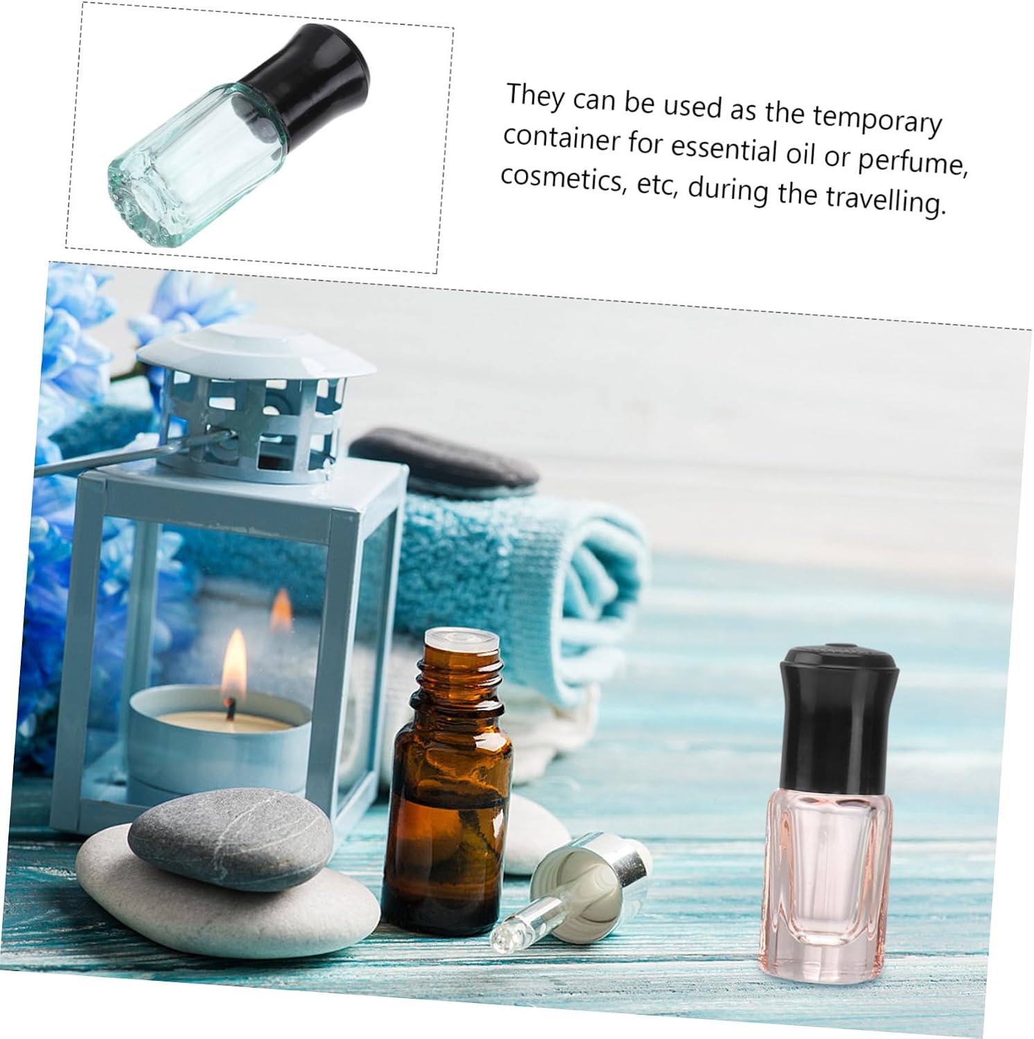 CALLARON 8Pcs Portable Roller Bottles Leak Essential Oil Containers for Travel Multi Color Design for Perfume Cosmetics Compact Sub Bottles with Tight Seal