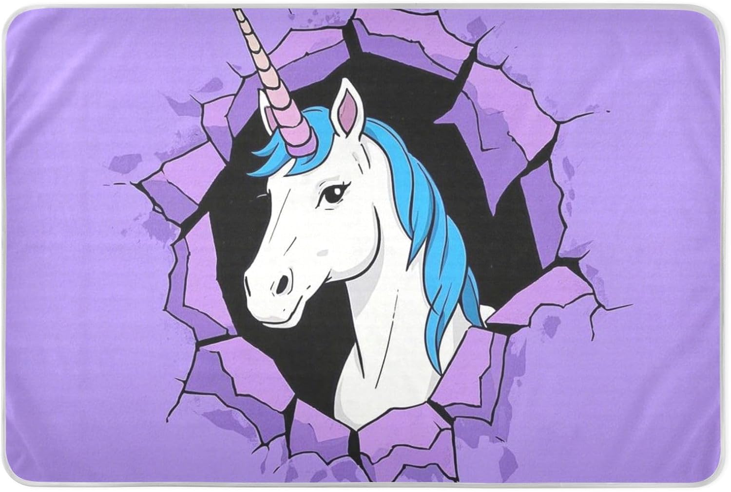 Funny Cartoon Wall Unicorns Purple Extra Large Resuable Toddler Mattress Pads Waterproof Washable Bed Wetting Pad Machine Washable Pad Liner for Infant Toddler , 52" L x 34" W