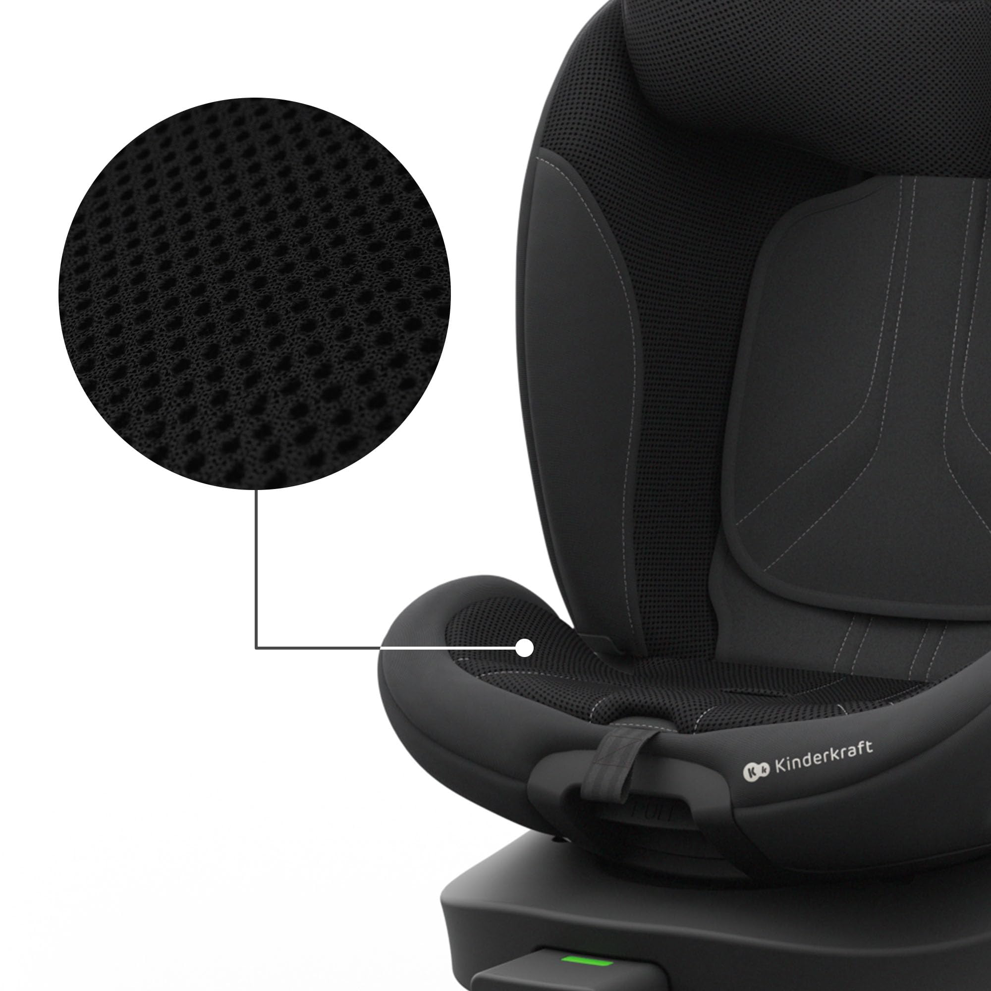 Kinderkraft I-360 2 PRO Silla de coche, I-SIZE 40-150 cm, Isofix, Silla coche bebé, para niños, Ajustable, Sillade, RWF, FWF, Asiento de coche, 360º, Grupo 0+/1/2/3, 0-36 kg, Negro