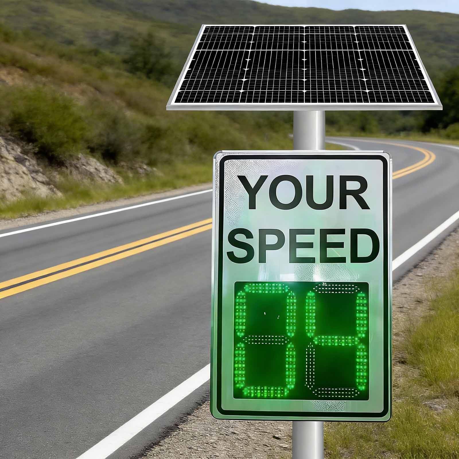 Señal de Velocidad de Radar Alimentada por Energía Solar, Detector Digital de Radar de Tráfico con Control Remoto, Señales de Velocidad LED de Aluminio IP66 para Gestión del Tráfico