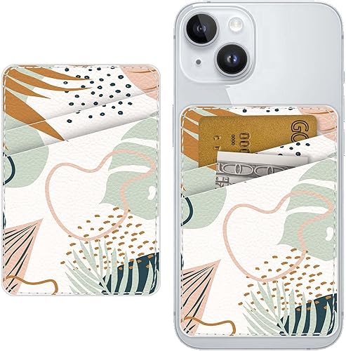 Cartera de cuero con tarjetero para teléfono, adhesivo adhesivo para teléfono con texto en la parte trasera, elegante funda para tarjetas de