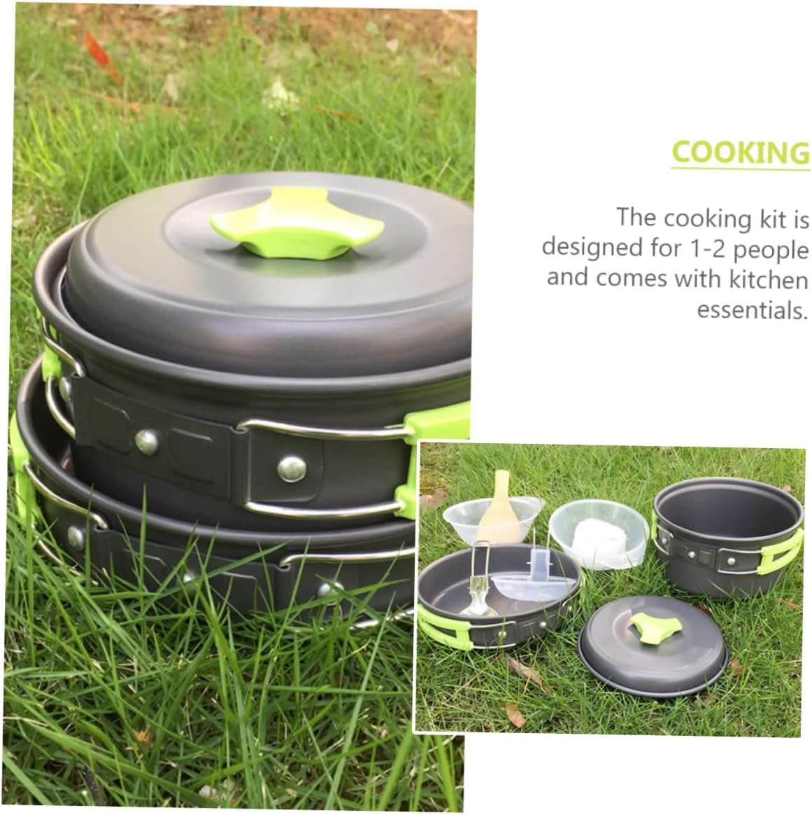 Kisangel Lightweight Camping Cookware Portable Outdoor Cooking Utensils with Insulated Handles Non Stick Design