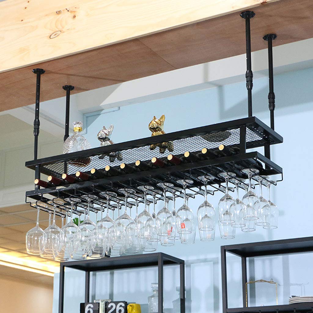 Bar de plafond en métal réglable de style industriel, étagère à bouteilles haut de gamme