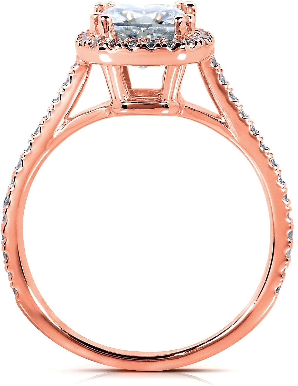 Kobelli Moissanite and Lab Grown Diamond Halo Engagement Ring 1 1/3 CTW 14k Rose Gold (GH/VS, DEF/VS)