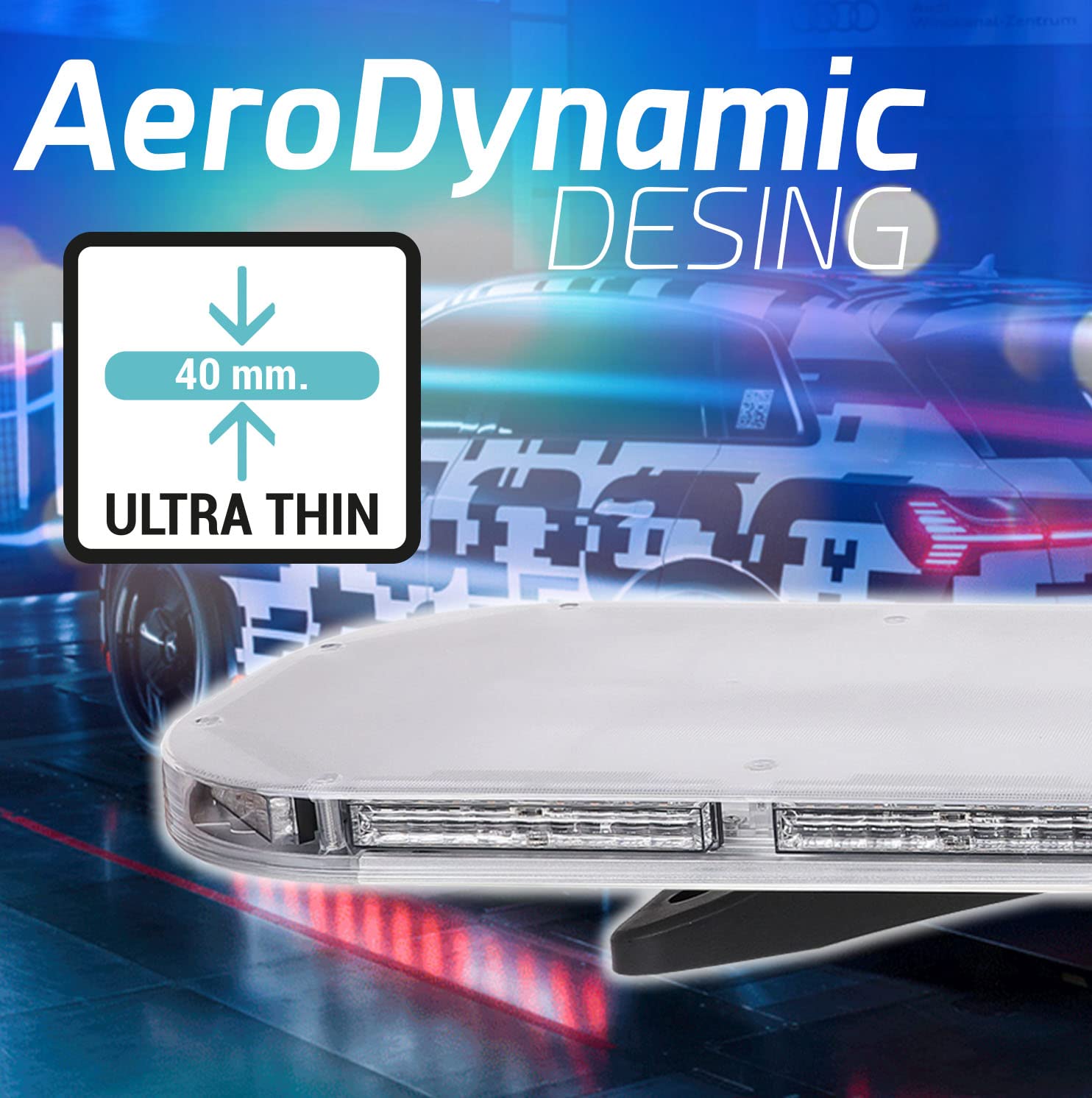 Ryme Automotive Puente de Iluminación LED 1492 MM. Multifunción Homologado R65 - Barra Luces Emergencia - Luces de Advertencia LED Techo para Vehículo - Ámbar