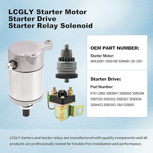 Miniatura 3 de LCGLY SMU0061 3090188 26-1261 Arrancador y 3090327 3090034 3084403 Unidad y relé para Sportsman Magnum Ranger Scrambler Big Boss Polaris 1995-2002
