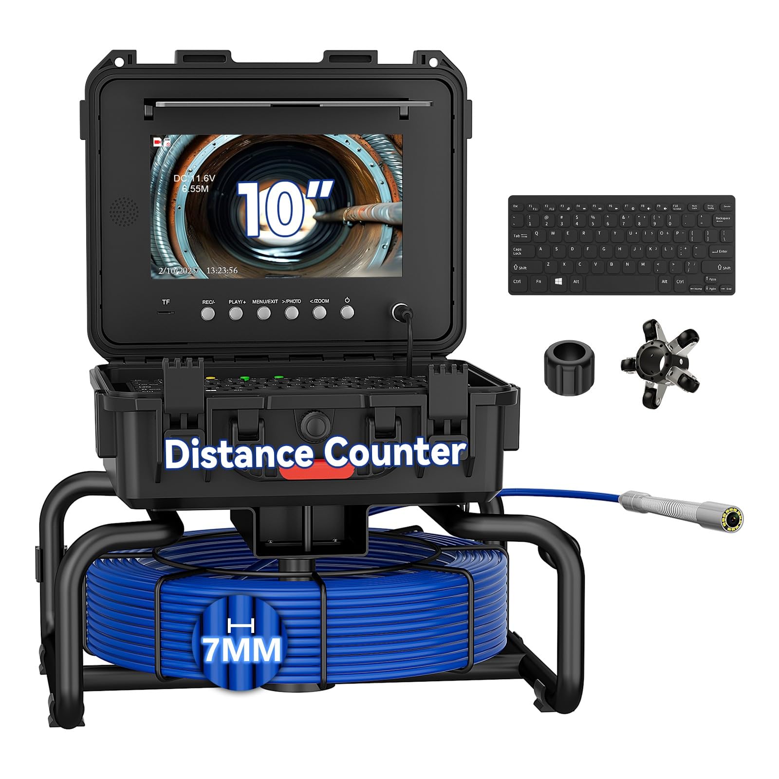 Photo 1 of ****MISSING CAMERA***
JINXINEBAY 10 Inch IPS Sewer Inspection Camera with 512Hz Locator, 1080P AHD, 30/50M Cable, DVR, Auto Self-Leveling, 5X Zoom, TF Card, LED Lights for Pipe/Wall/Drain (100FT)