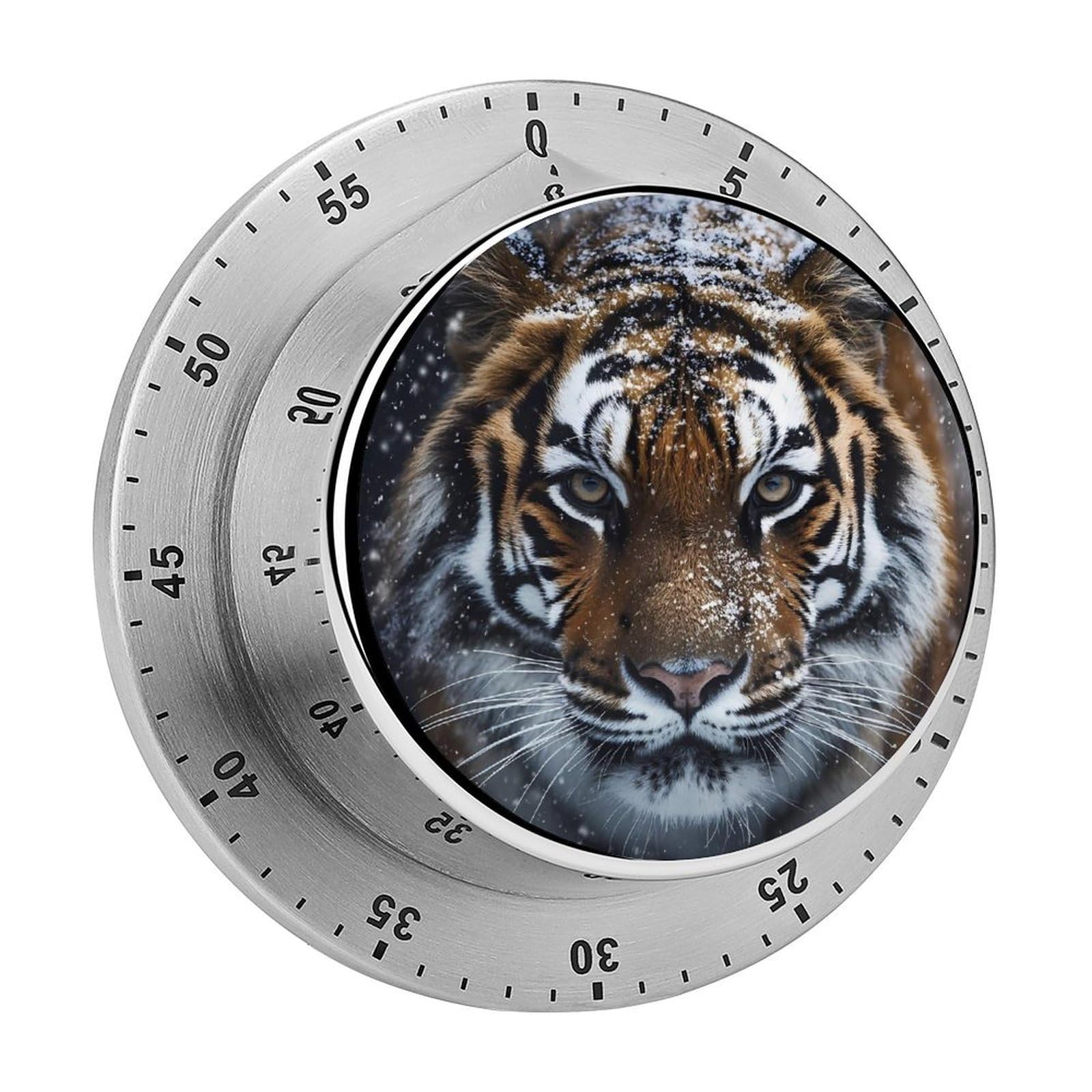Tiger in The Snow Magnetic Timer for Kitchen Cooking Productivity Stainless Steel Timers with Alarm