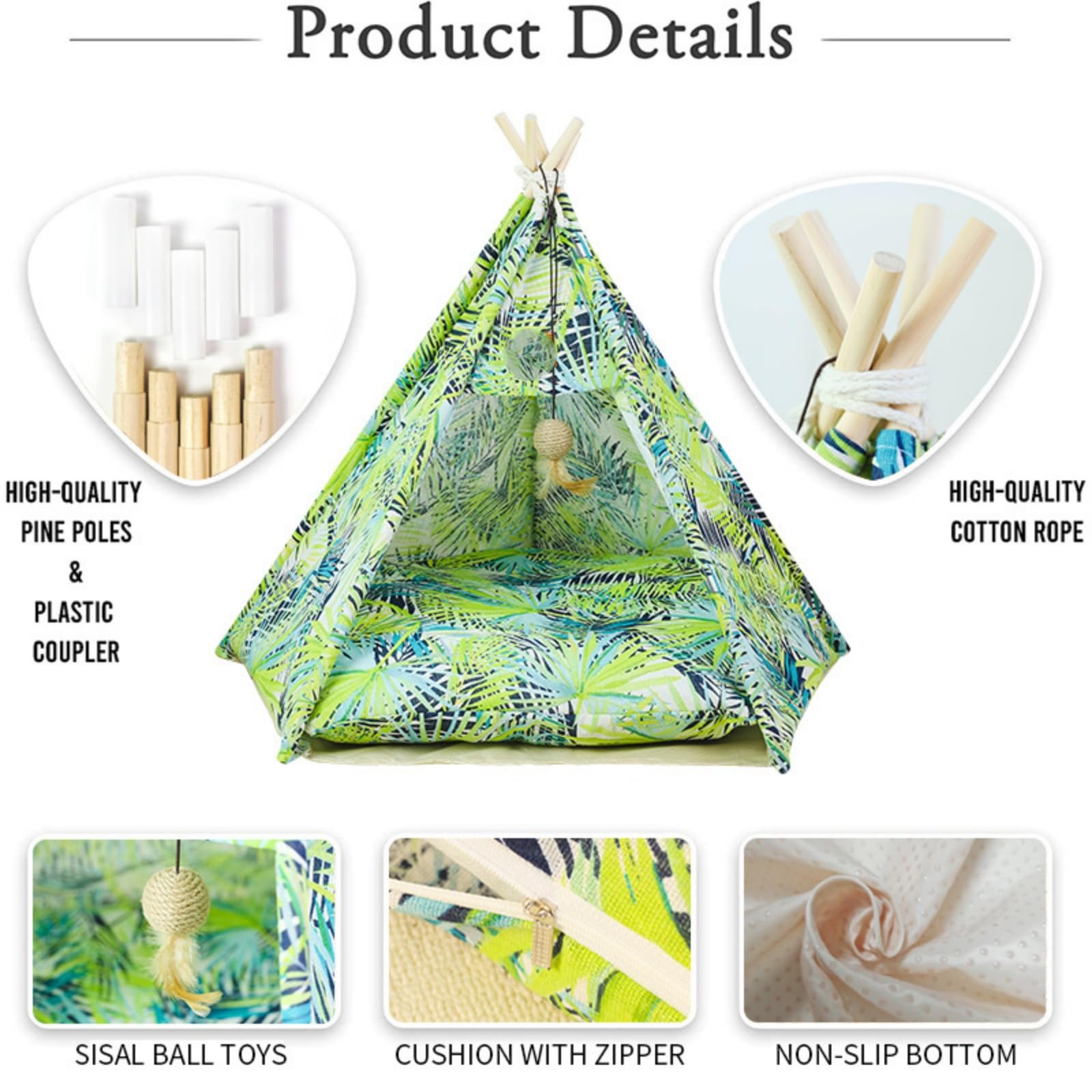 Pet Tipi Tente Portable Portable Amovible Lavable Maison De Chien House Intérieure Maison avec Coussin Et Lit De Chien À Tableau Noir pour Chats Et Chiens