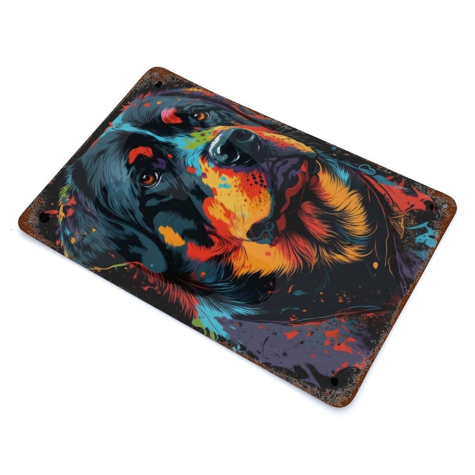 Rottweiler Style 1 Weathered Tin Sign 11.8"x7.9", Ideal for Shed, Workshop And Garage Wall Decor