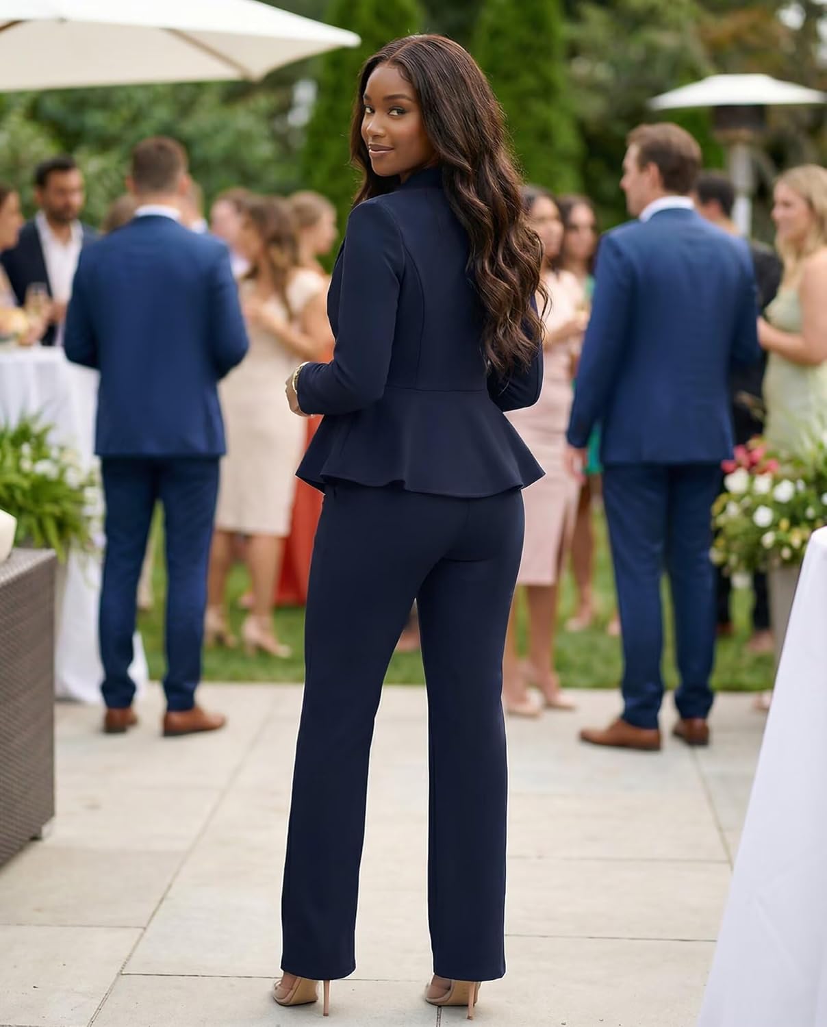 Ophestin Business 2 Piece Pant Suits for Women Dressy Blazer Double Breasted Pantsuit Set Formal Casual Work Outfits