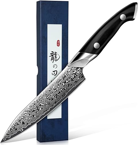 Miniatura 12 de DRAGON RIOT - Cuchillo de chef japonés, cuchillo Santoku de Damasco con núcleo de acero VG10, cuchillos de cocina ultra afilados hechos a mano con