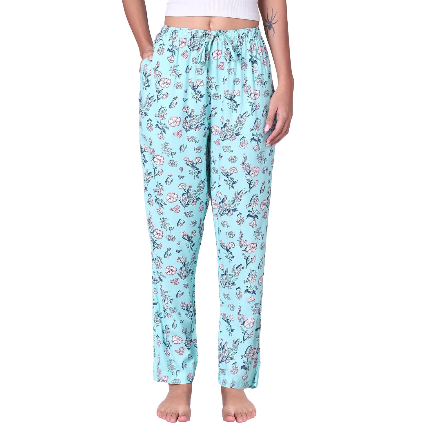 urban scottish Women Floral Printed Pyjama with Side Pockets-picture-51