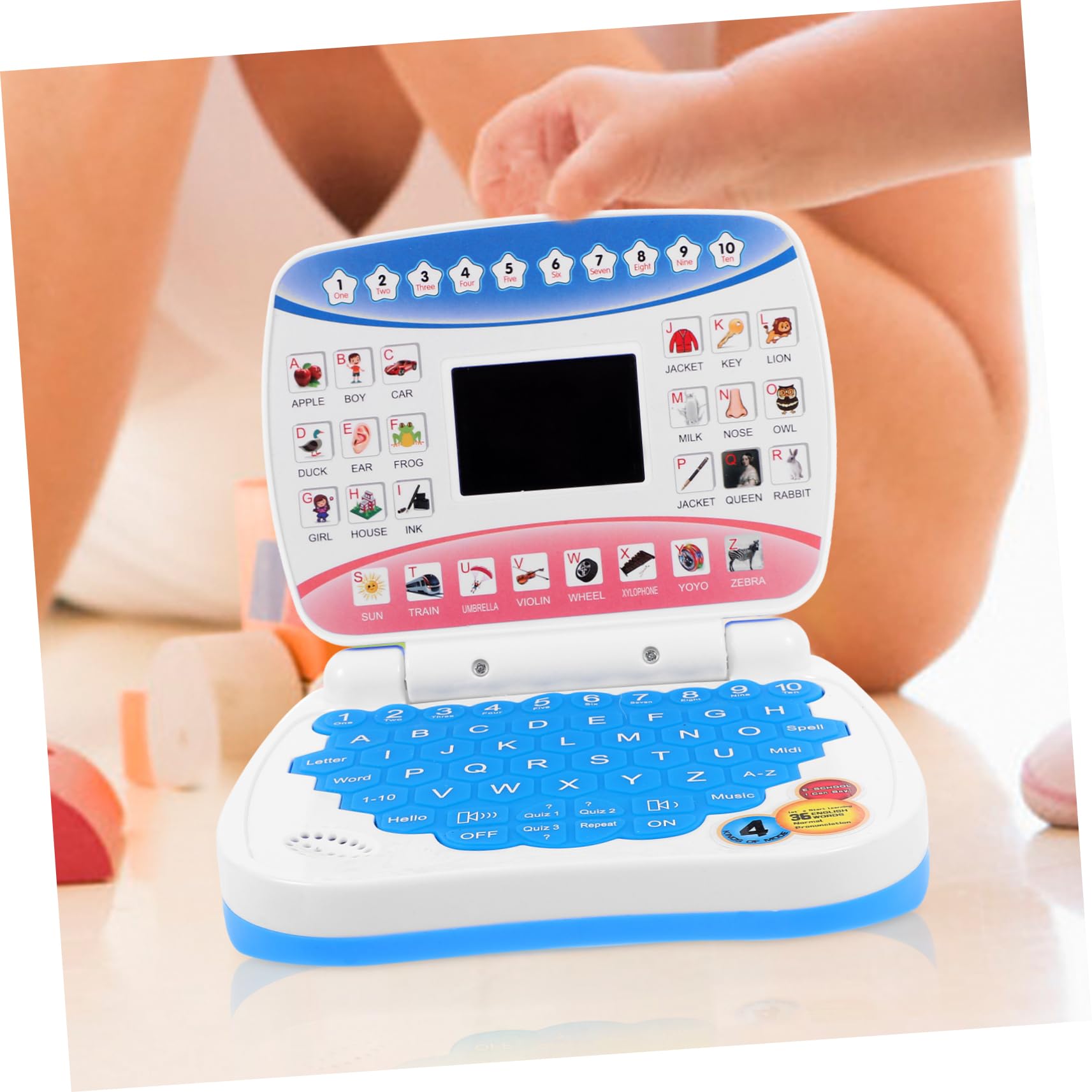 Computer Educativo Portatile Blu, Simulazione Apprendimento Schermo LED | Festa Scuola Decor, Party Toy per Ragazzo Ragazza, 3 X Aa Batteria Non Inclusa