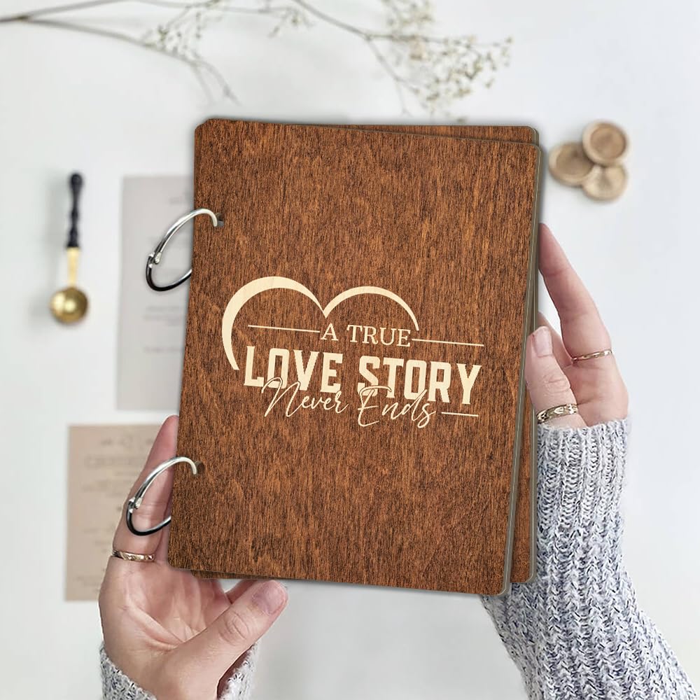 La Boda Soporte para tarjetas de boda con hebillas de metal, soporte de madera para tarjetas de felicitación, almacenamiento y organización de tarjetas de historia de amor, cumpleaños, día festivo