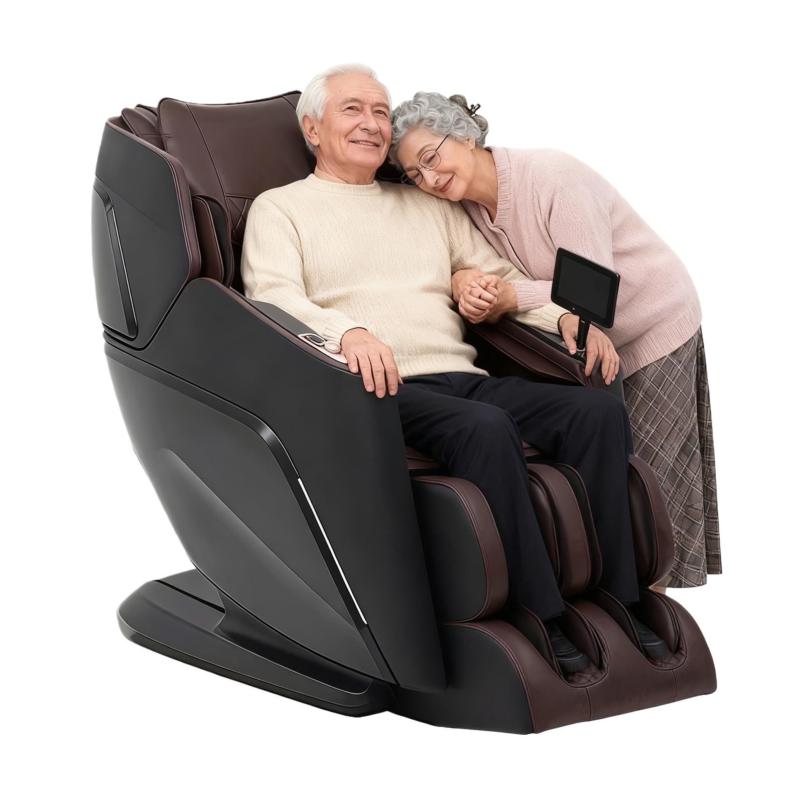 Sillón de Masaje Reclinable 4D Gravedad Cero con Escaneo Corporal, Terapia de Calor y Diseño Ahorrador de Espacio(Brown)