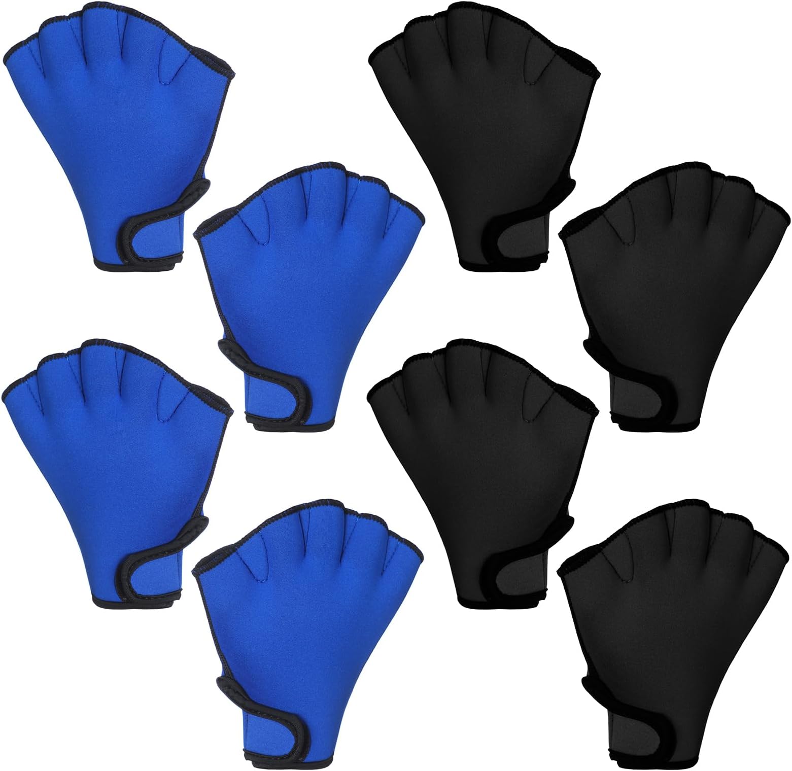 Eurzom 4 Pairs Swimming Gloves Water Aerobics Webbed Aquatic Fitness Training Swim Gloves for Men Women Water Resistance Training Mittens Poll Exercise Swimming Diving Mittens with Wrist Strap
