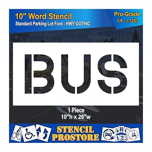 Miniatura 5 de Plantillas de marcado de pavimento  Plantilla de bus de 10 pulgadas  10 x 26 pulgadas x 116 pulgadas (63 mil)  Ligero