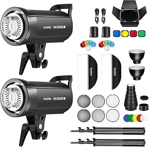Miniatura 10 de Godox 2 x SK300II Studio Flash Strobe Kit: 2.4G 600Ws Speedlite Flash Monolight con soporte Bowens para fotografía de estudio, fotografía de