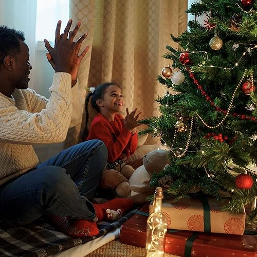 Miniatura 6 de RELONGGI Bolas de Navidad, 24 adornos de árbol de Navidad preencordadas de 1.5 pulgadas, bolas colgantes de vacaciones, 3 estilos inastillables,