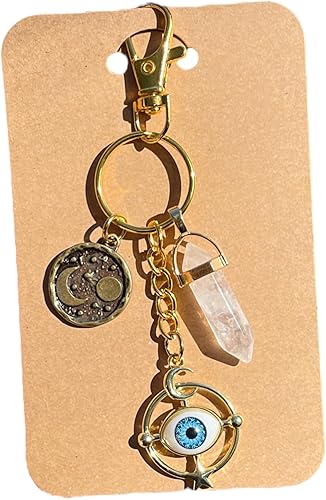 Quartz Keychain, Bag Chgarm, Evil Eye, Celestial Gifts
