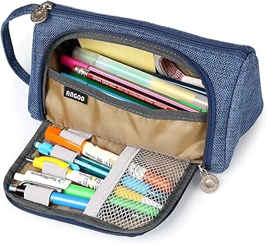 Amazon Hotrose ペンケース 大容量 筆箱 おしゃれ ペンバック 小物整理 マルチトラベルポーチ 軽量 携帯便利 男女兼用 ネイビーブルー ペンケース 文房具 オフィス用品