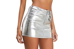 Metallic Skirts: Y2K Sparkly Rave Mini Skirts