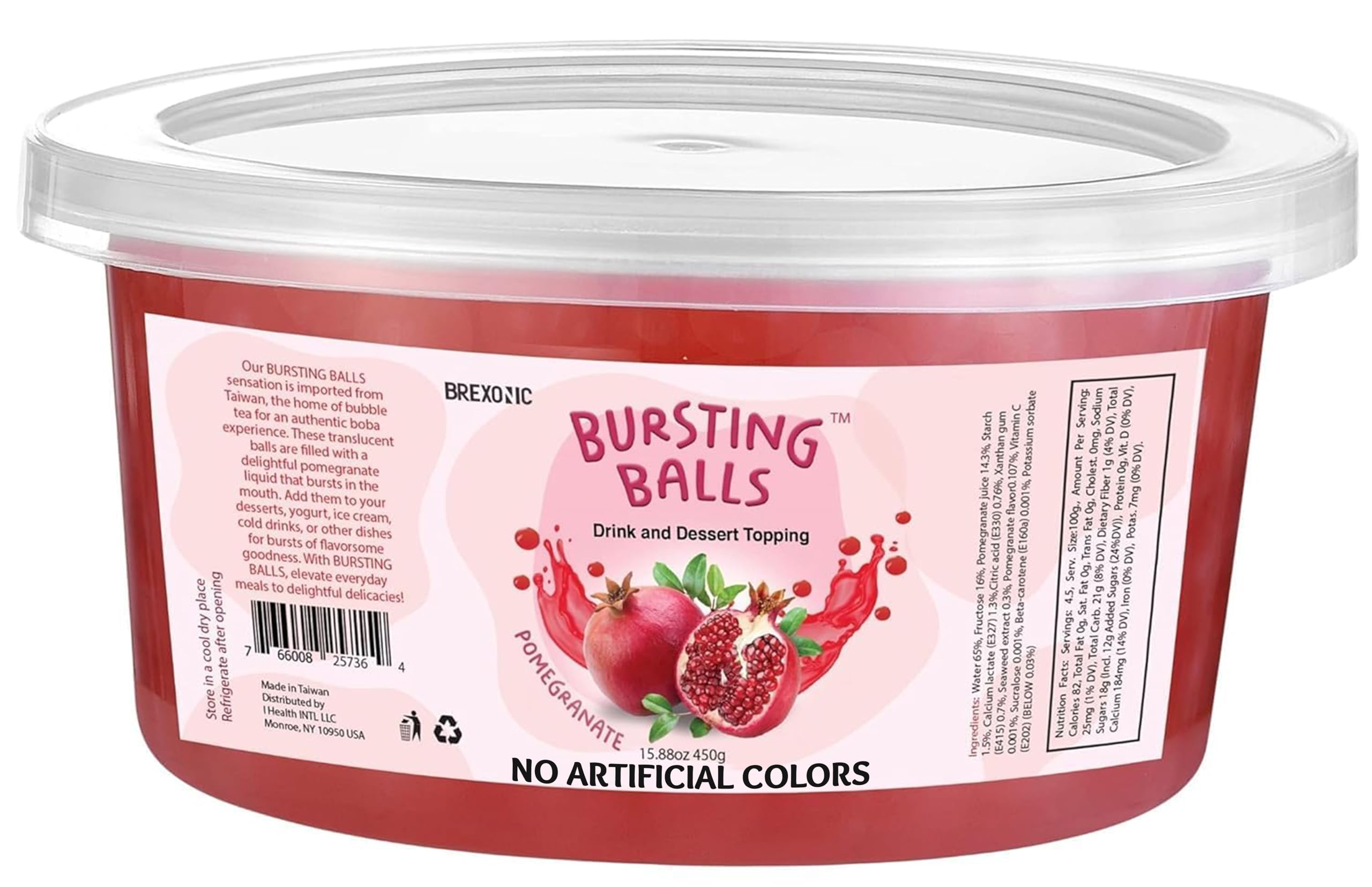 BREXONIC Boba Pearls, Pomegranate Popping Bursting Boba, Tapioca Pearls For Bubble Tea, No Artificial Colors (Pomegranate, 1 LB 1 Pack)