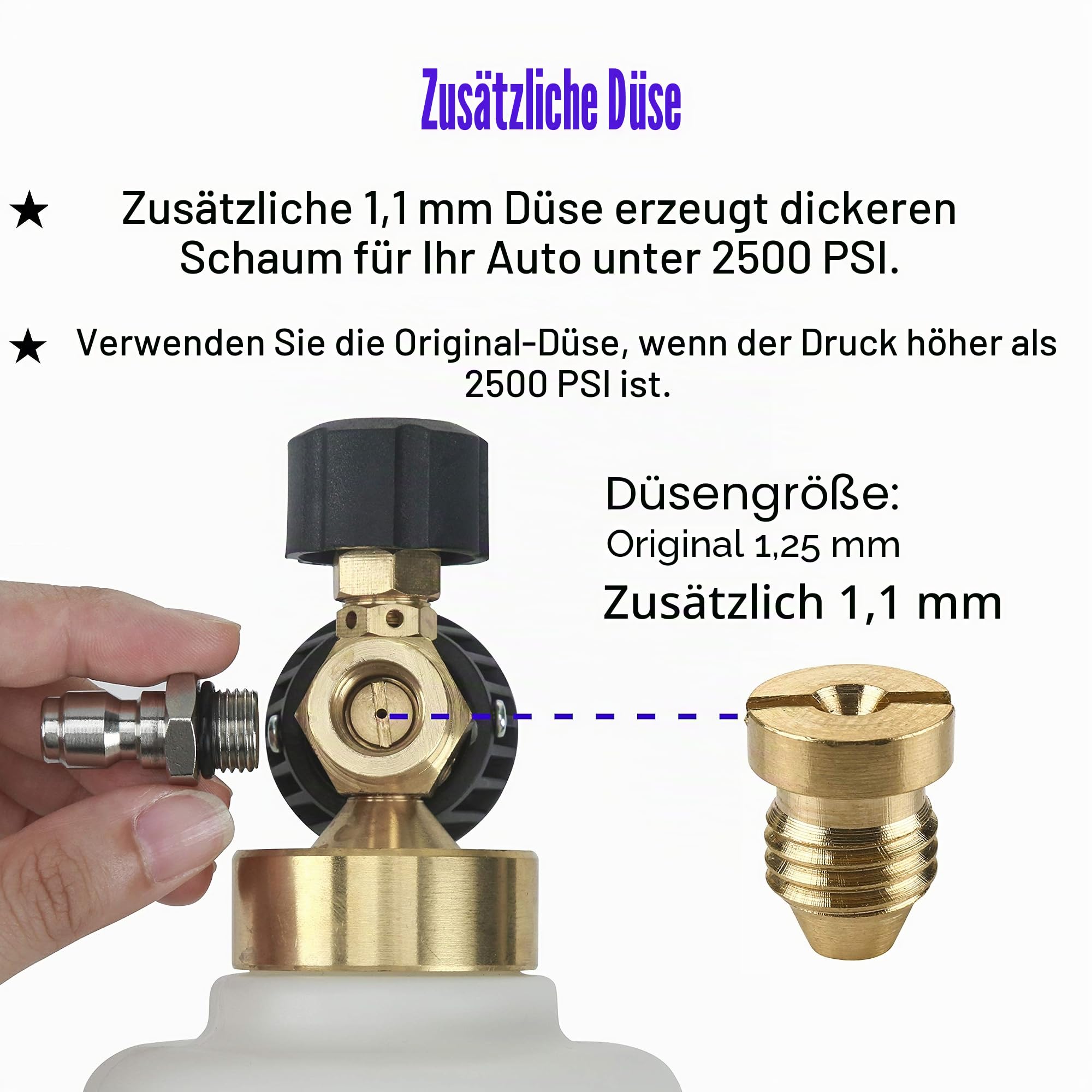Tool Daily Schaumkanone für Auto Hochdruckreiniger, Profi Set mit zusätzlichem Düseneinsatz 1.1mm, 1/4 Zoll Schnellkupplung