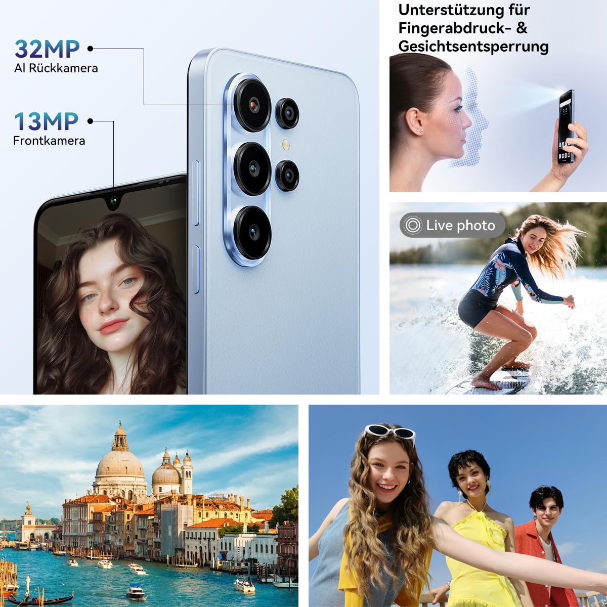 Blackview Wave 10 Smartphone Ohne Vertrag, Android 16 Handy,6,88" 120Hz, 32GB+128GB/2TB,32MP 13MP/5000mAh,4G Dual SIM Smartphones Günstig Neu,WiFi 5G/GPS/3,5mm/FM/3 Jahre Garantie | 32 MP