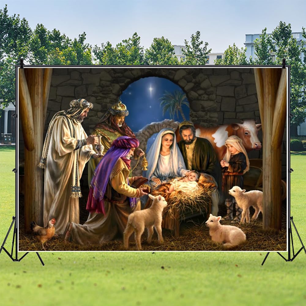 Nativity Background Christmas Nativity Backdrop BELECO 7x5ft Nativity Scene Backdrop ...