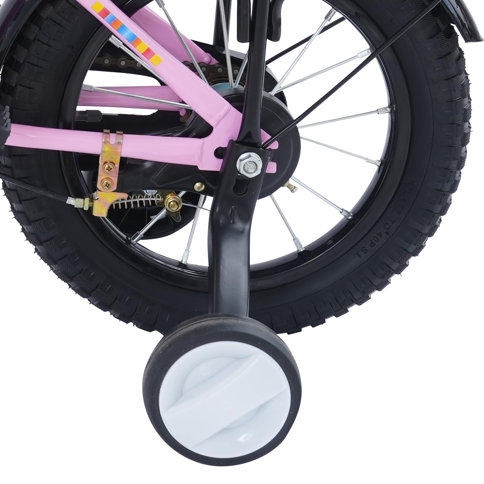 Bicicleta infantil de 14 pulgadas para niños y niñas de 3 a 6 años, altura ajustable para niños con ruedas estabilizadoras, cesta de almacenamiento, asiento trasero