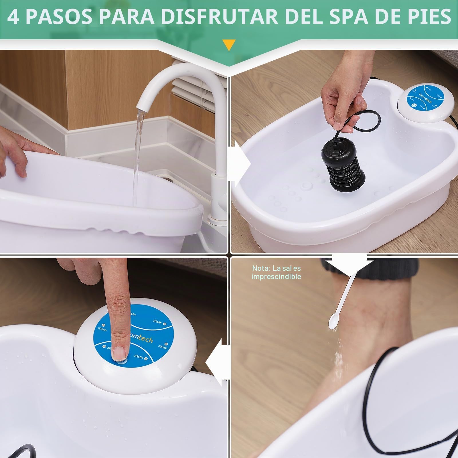 veicomtech Máquina de desintoxicación iónica para baño de pies, sistema de spa de pies para el hogar, salón, club de spa con 2 matrices y 100 forros de bañera
