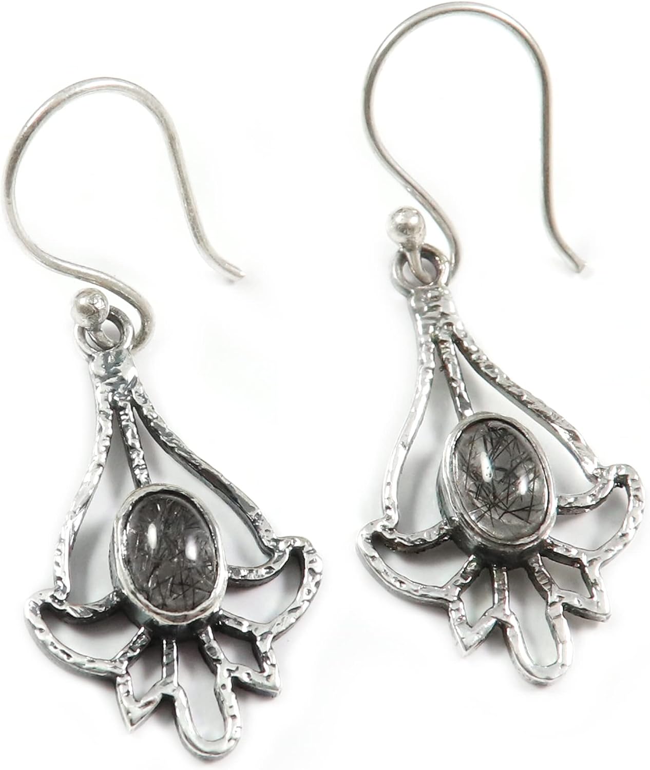 Goyal Exports 925 Sterling Silver Blue Topaz Faceted Rutilated Quartz Garnet Faceted Peridot FacetedGemstone Silver Drop/Dangle Earring Handmade Jewelry SEG119