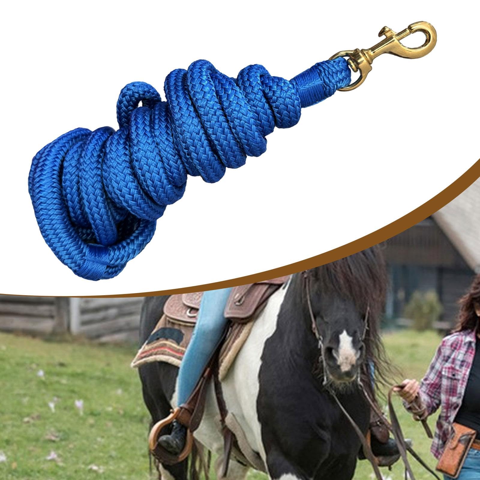 Sharplace Corda per Cavalli, guinzaglio per Prestazioni equestri, Linea di longhina, Attacco rapido per Cavezza, per Pecore, Blu