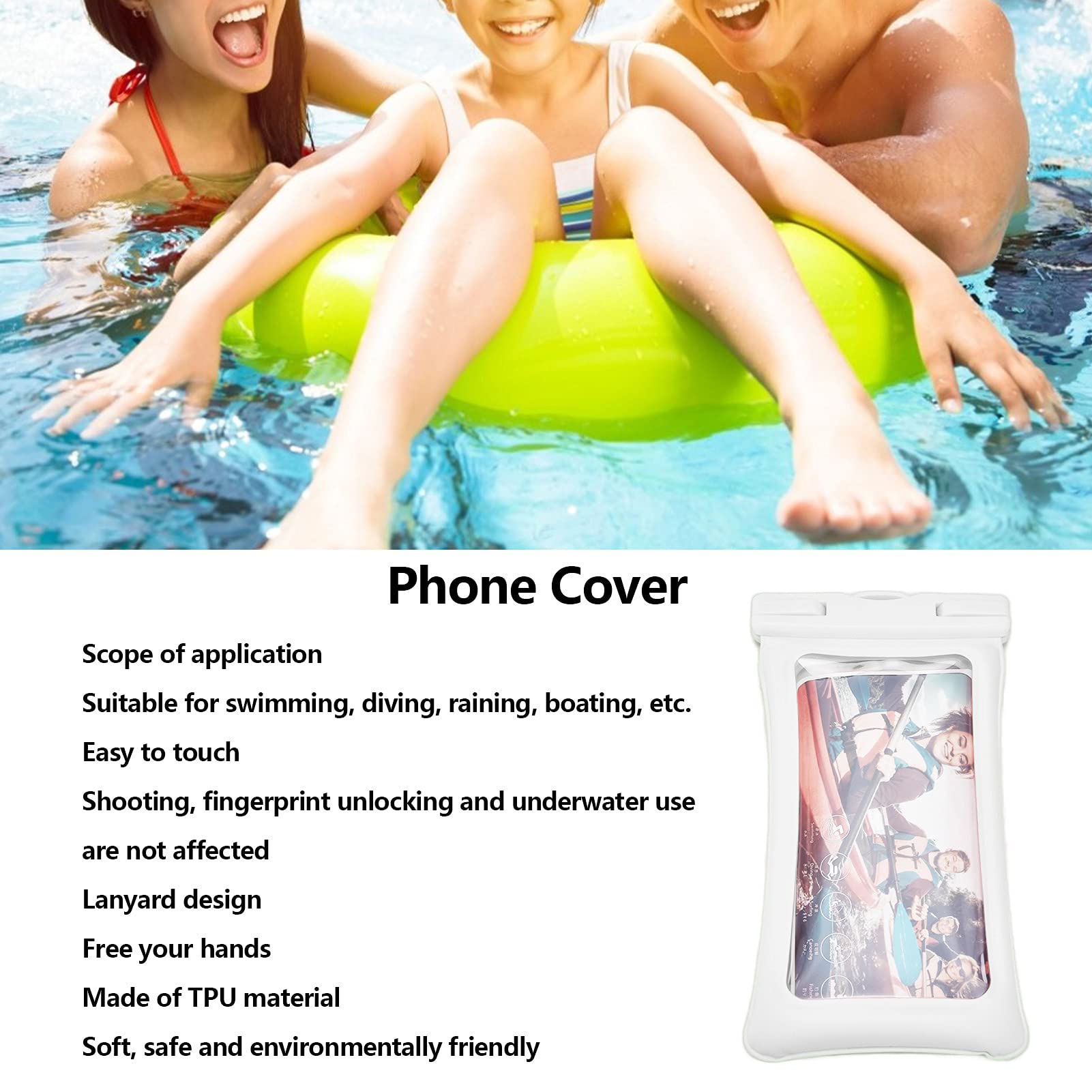 LivangRoler Universal Phone Protector Waterproof PVC Bag for Water Fun Clear