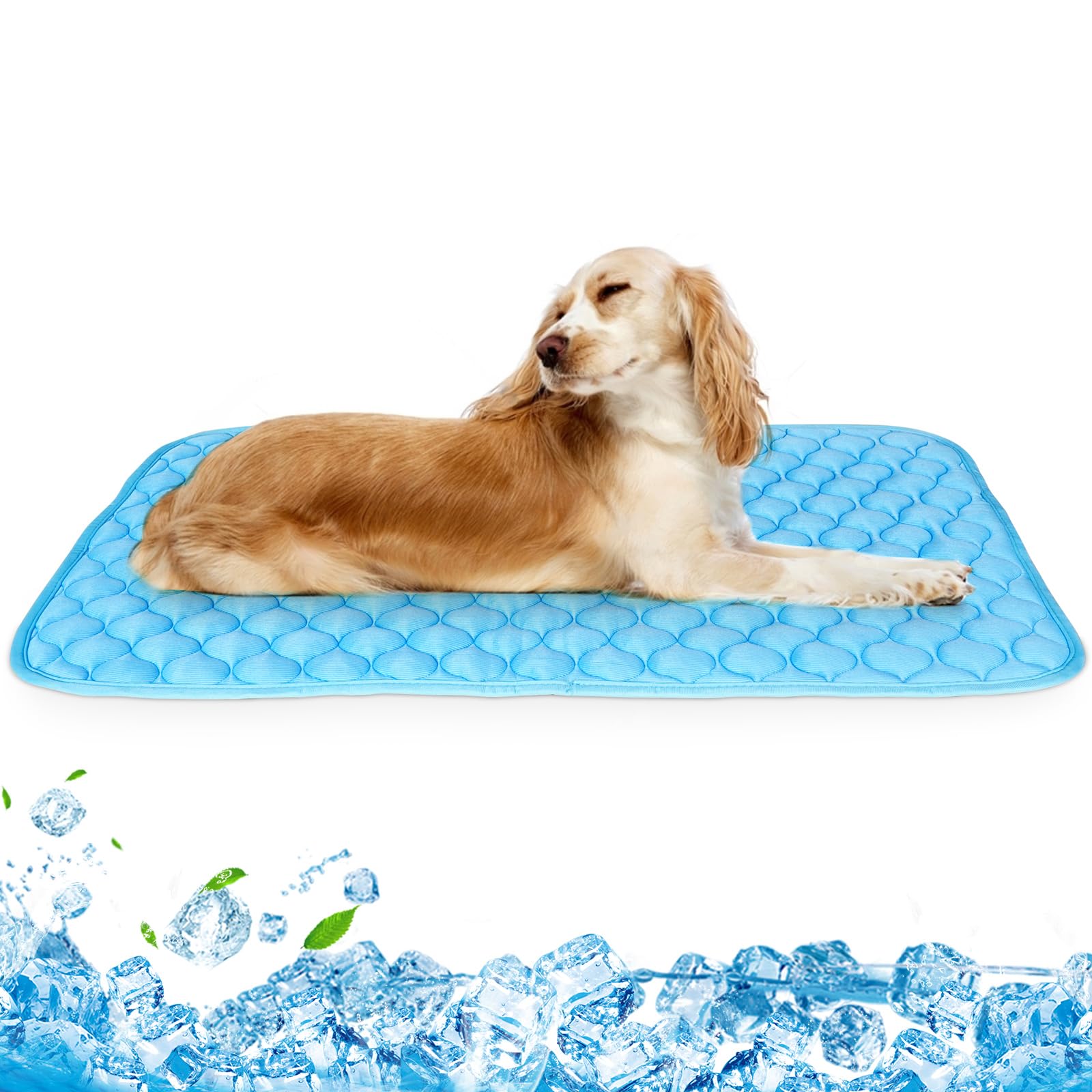 NAMOTEKLarge Washable Dog Cooling Mat Ice Silk Cooling Mat for Pet Self Cooling Pad Blanket Dog Cooling Pad 39" Lx27.2 Wx0.48 Th