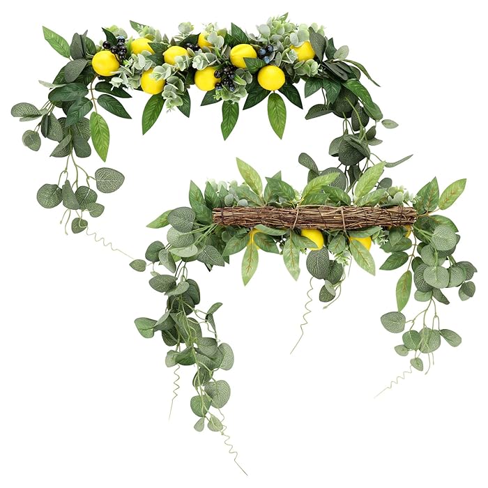 Buy WDDH 18inch Greenery Swag, Spring Floral Swag with Lemon and