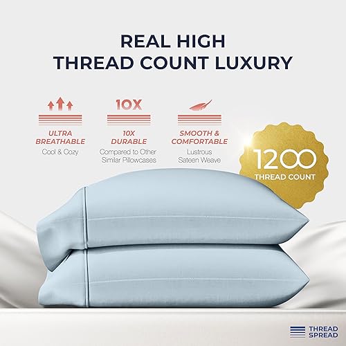 Miniatura 9 de THREAD SPREAD Juego de sábanas de 4 piezas de 100 % algodón orgánico, tejido de percal fresco y fresco, suave, transpirable, ecológico, bolsillo