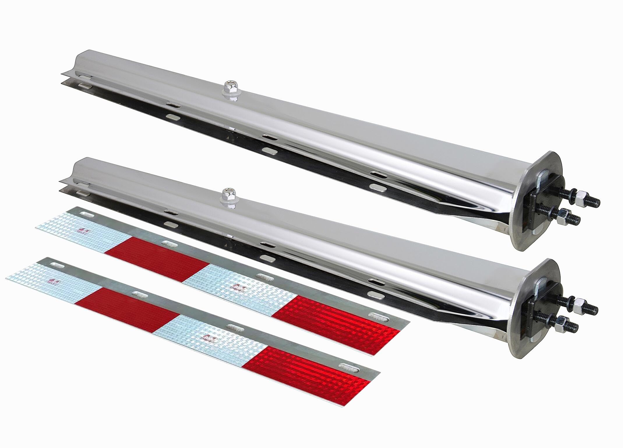 Photo 1 of Mud Flap Hanger 2.5" Bolt Spacing,30" Length with Reflective Plate,Chromed,Straight Mud Flap Hanger