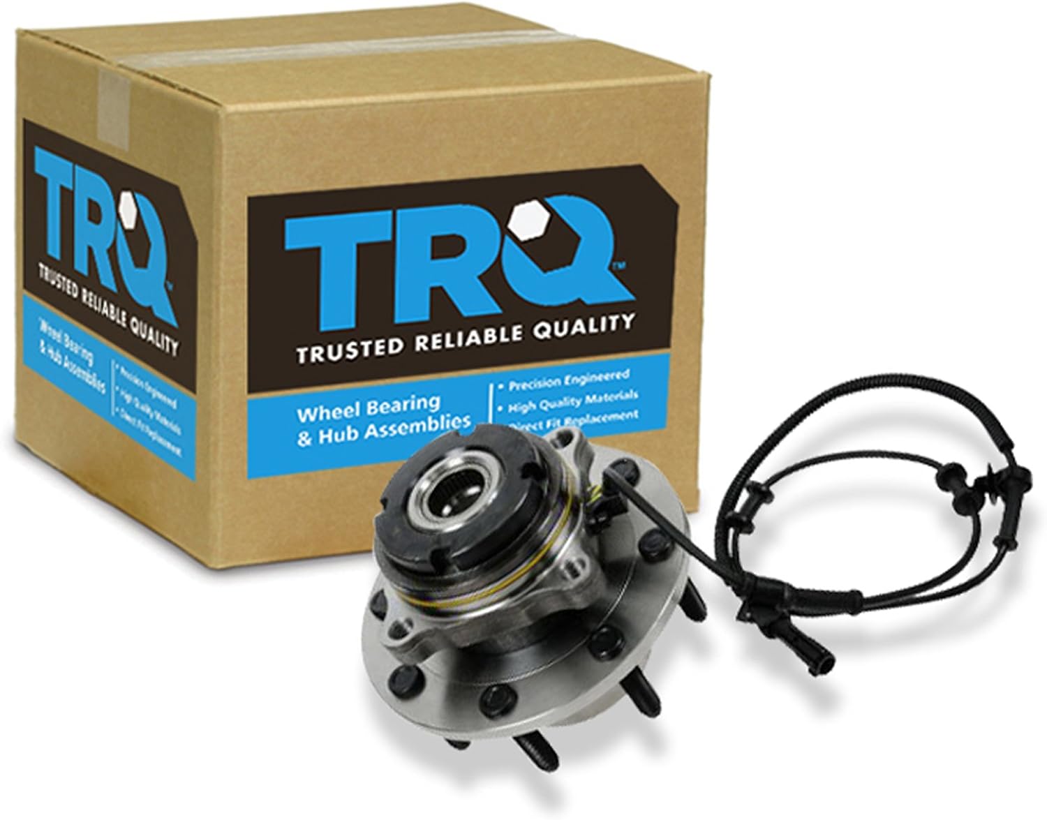 TRQ Front Wheel Bearing and Hub Assembly Compatible with 1999 Ford F-250 Super Duty 4WD 4 Wheel ABS SRW 10mm Thick Flange; 1999 Ford F-350 Super Duty 4WD 4 Wheel ABS SRW 10mm Thick Flange