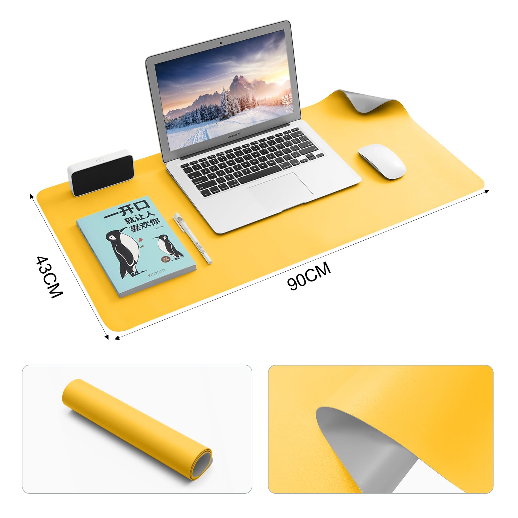 BUBM Esterilla Ordenador Alfombrilla Escritorio Estera de Oficina, Protector de Escritorio Pad & Mouse Pad ultrasuave Bloc 90x43cm
